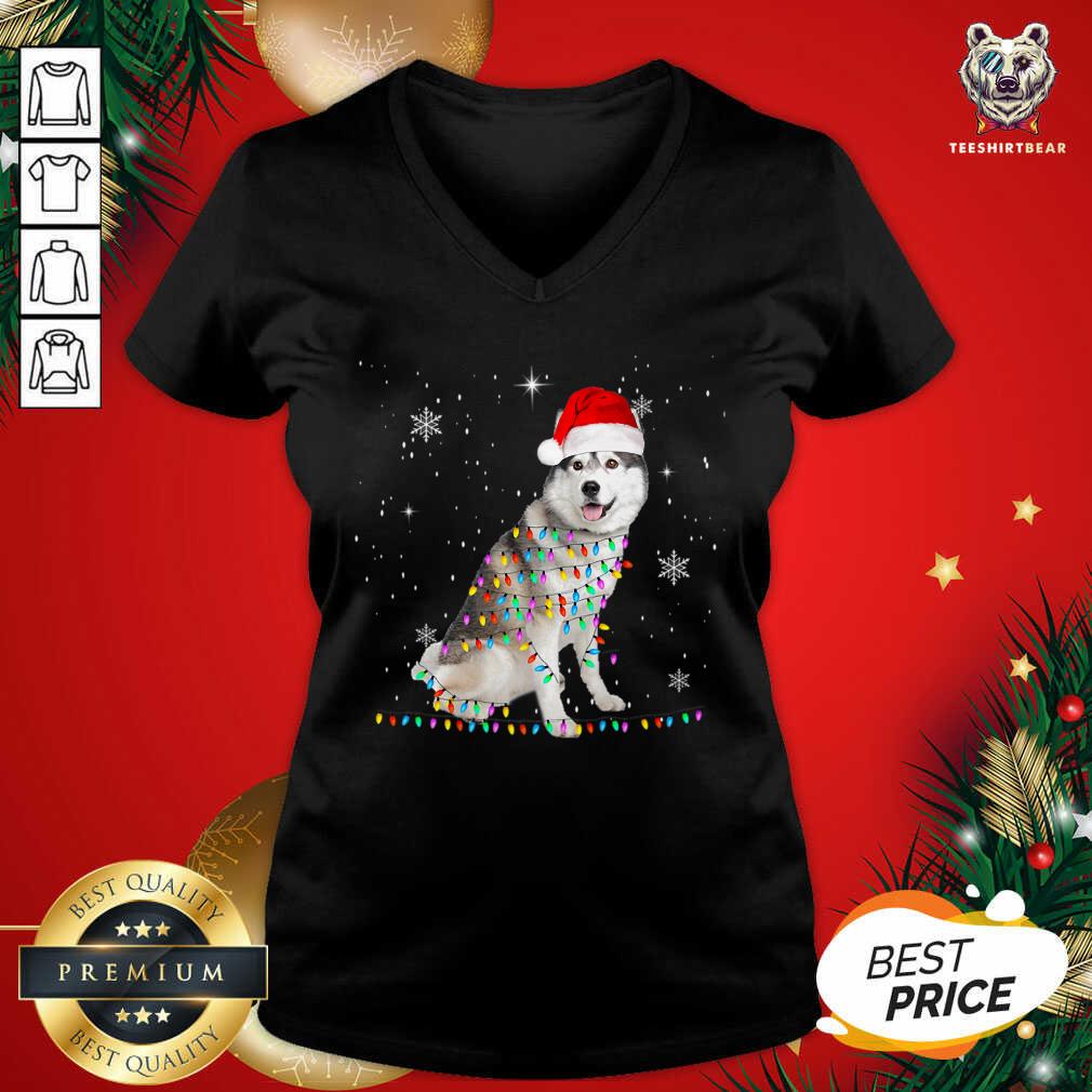 Premium Siberian Husky Santa Christmas Tree Lights Xmas T-Shirt