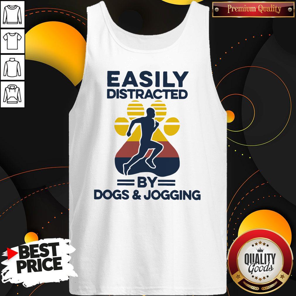 Funny Easily Distracted By Dogs And Jogging Vintage Shirt