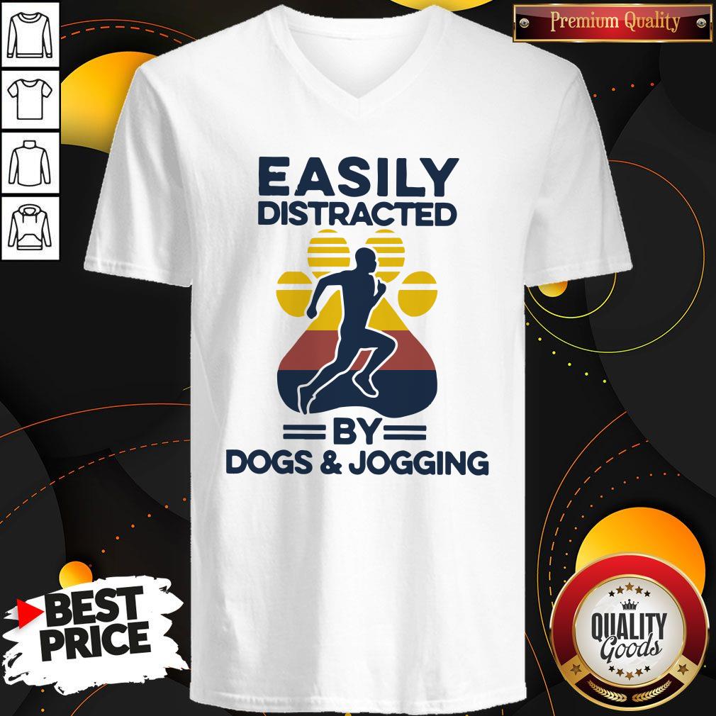 Funny Easily Distracted By Dogs And Jogging Vintage Shirt