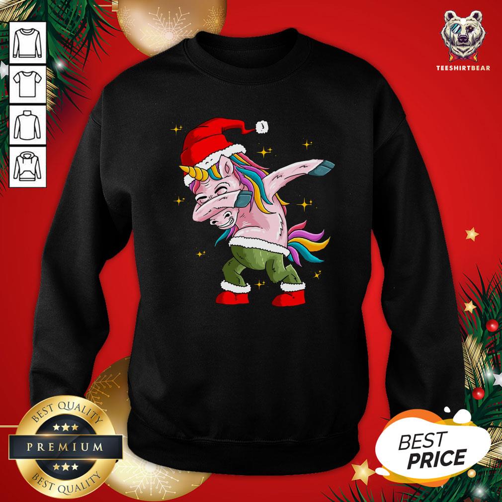 Pretty Santa Unicorn Dabbing Merry Christmas Shirt