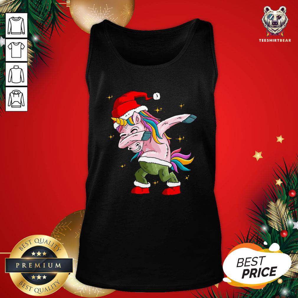 Pretty Santa Unicorn Dabbing Merry Christmas Shirt
