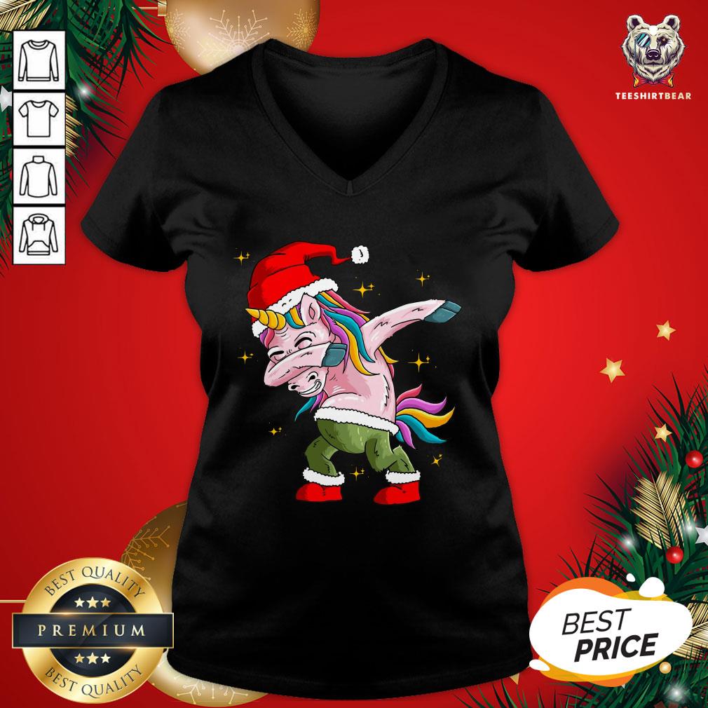 Pretty Santa Unicorn Dabbing Merry Christmas Shirt