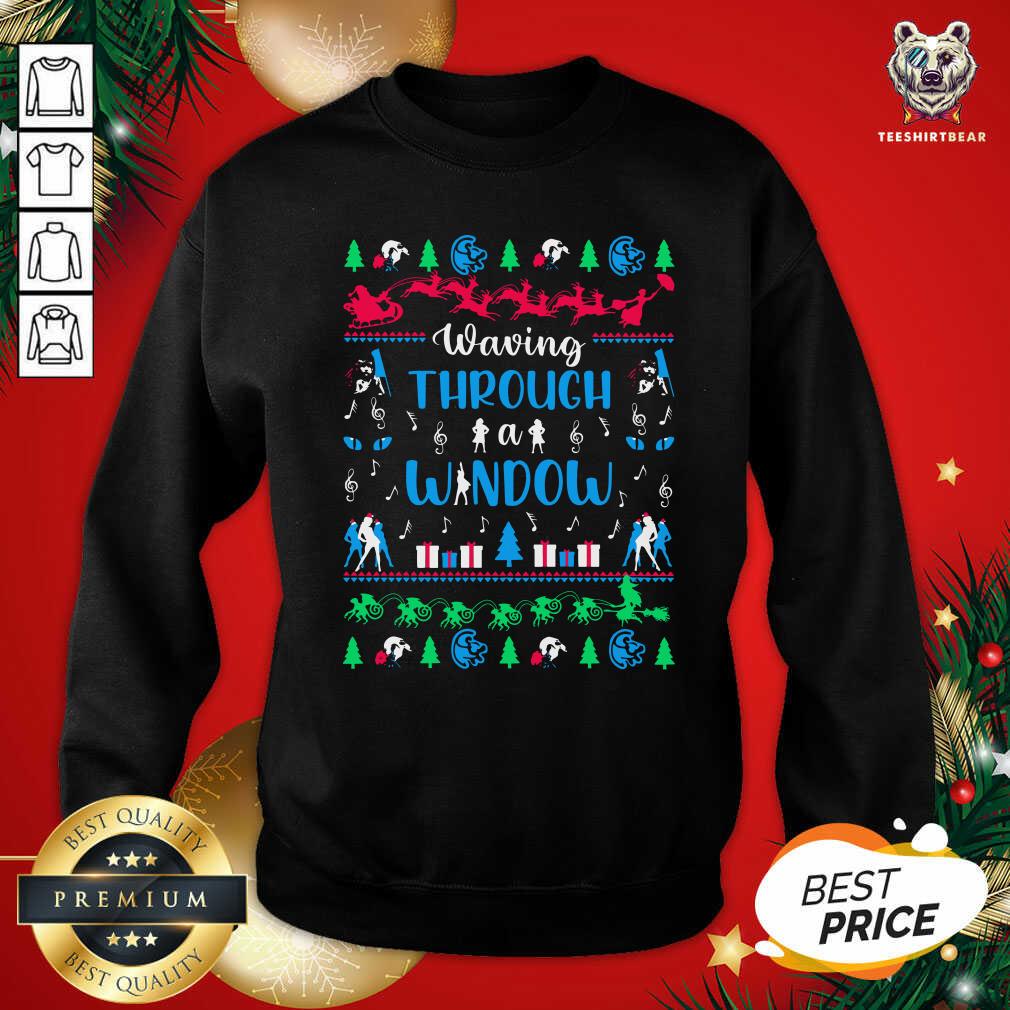 Pretty Waving Through Window Ugly Merry Christmas Shirt