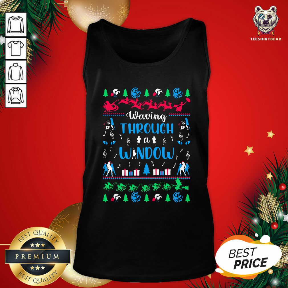 Pretty Waving Through Window Ugly Merry Christmas Shirt