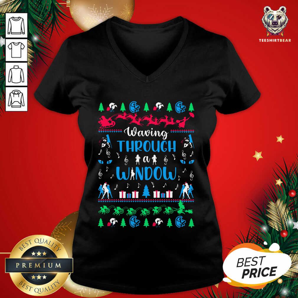 Pretty Waving Through Window Ugly Merry Christmas Shirt