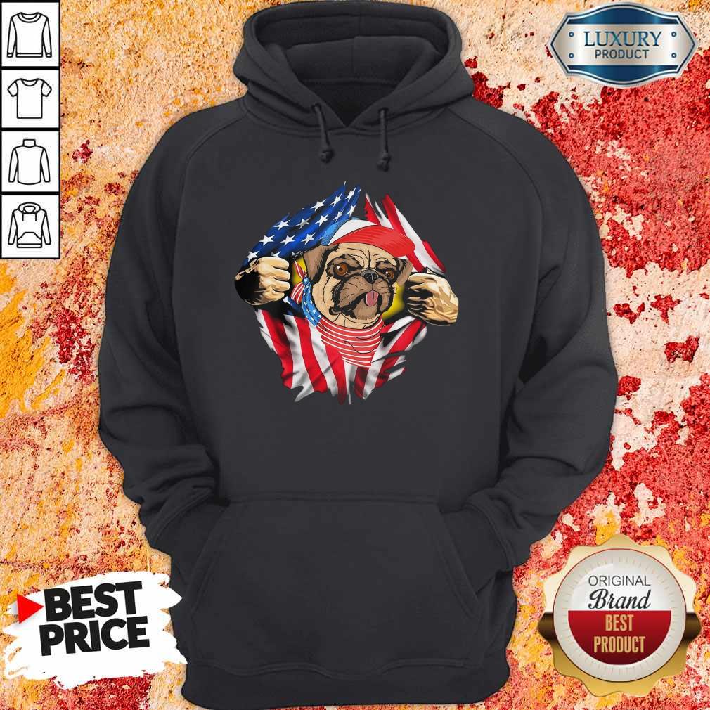 Pug Dog With American Flag 4th Of July Independence Day Shirt
