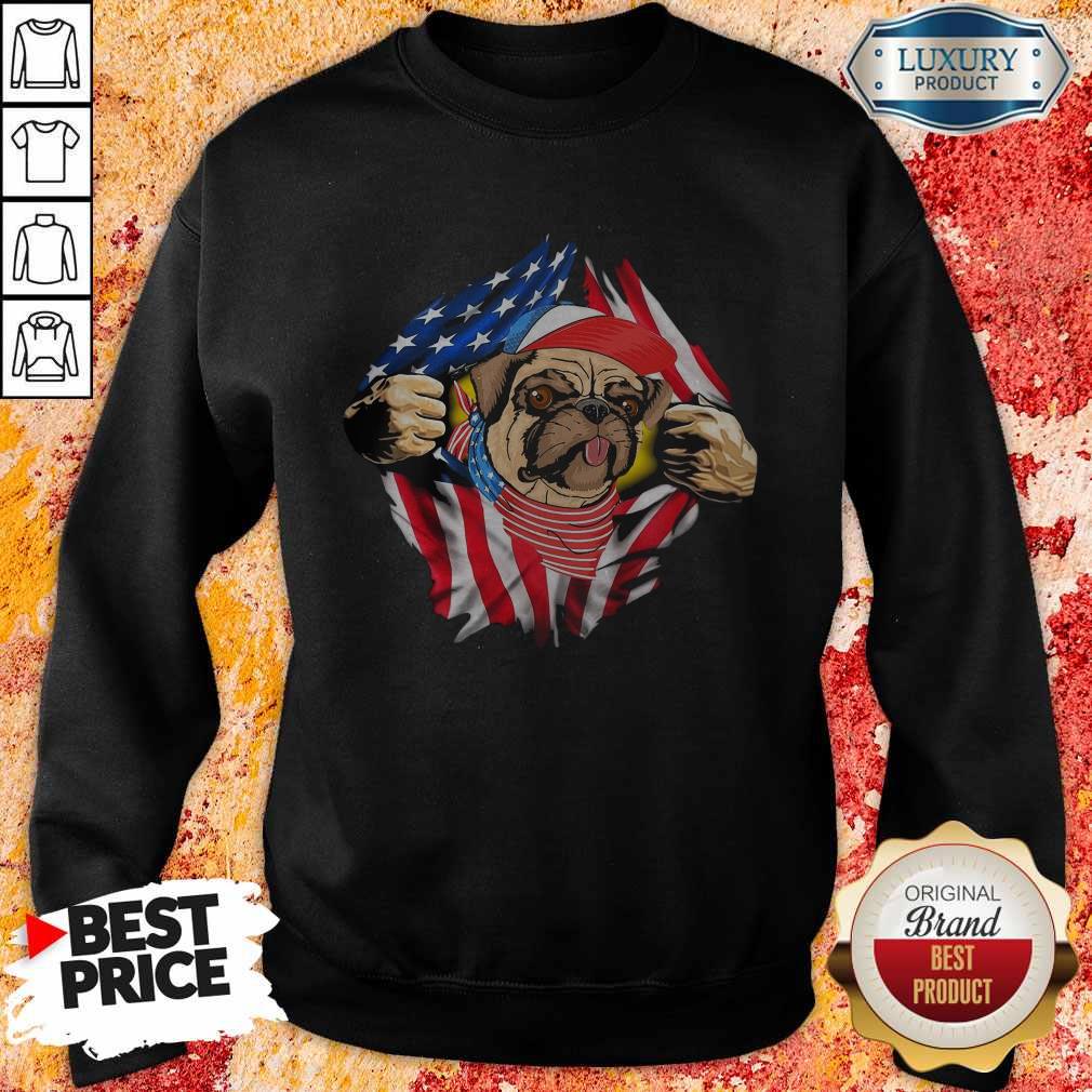 Pug Dog With American Flag 4th Of July Independence Day Shirt