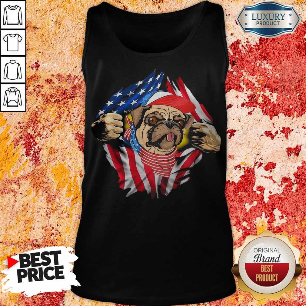 Pug Dog With American Flag 4th Of July Independence Day Shirt