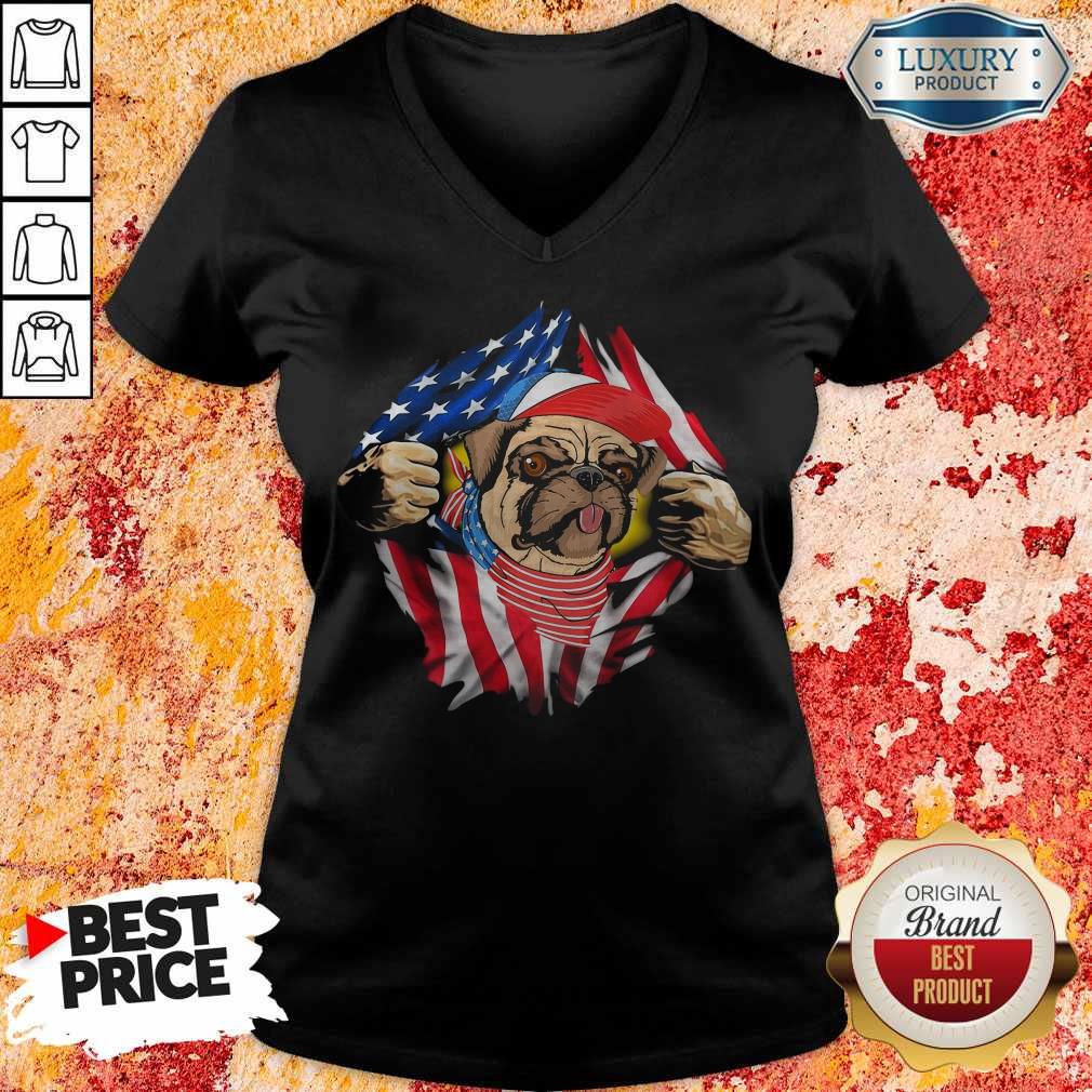 Pug Dog With American Flag 4th Of July Independence Day Shirt