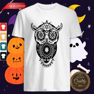 Owl With Different Decorations In The Style Of The Mexican Sugar Skulls Shirt