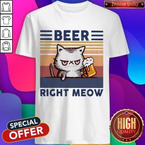 Cat Beer Right Meow Vintage Shirt