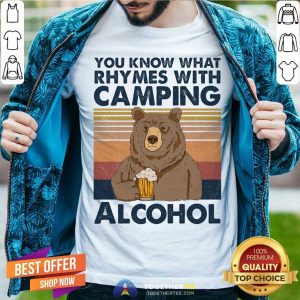 Bear Drink Beer Rhymes With Camping Alcohol Vintage Shirt