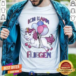 Ich Kann Fliegen With Balloons Unicorn Birthday Girl Shirt