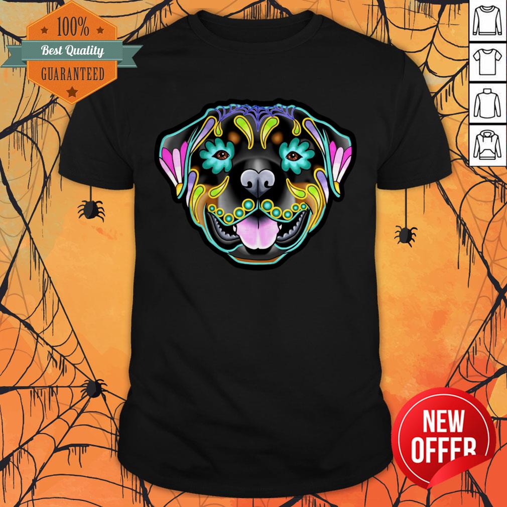 Rottweiler Day Of The Dead Sugar Skull Dog Shirt