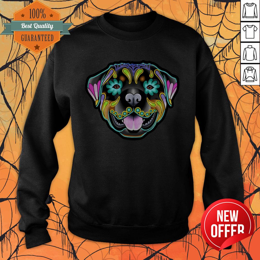 Rottweiler Day Of The Dead Sugar Skull Dog Shirt