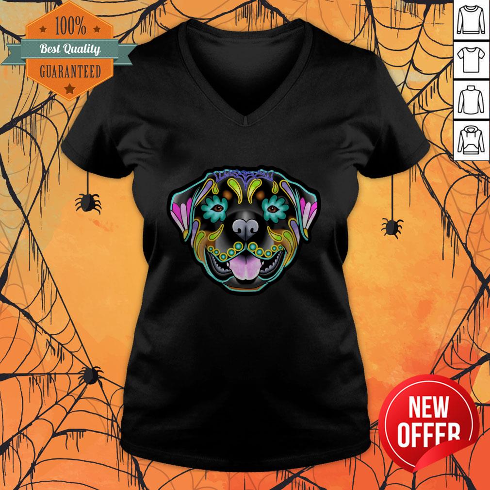 Rottweiler Day Of The Dead Sugar Skull Dog Shirt