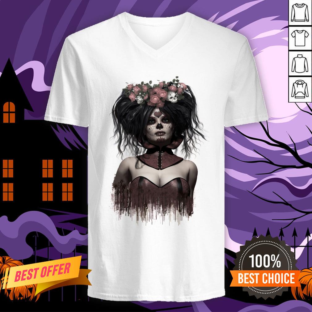 Skeleton Lady Sugar Doll Day Of The Dead Shirt