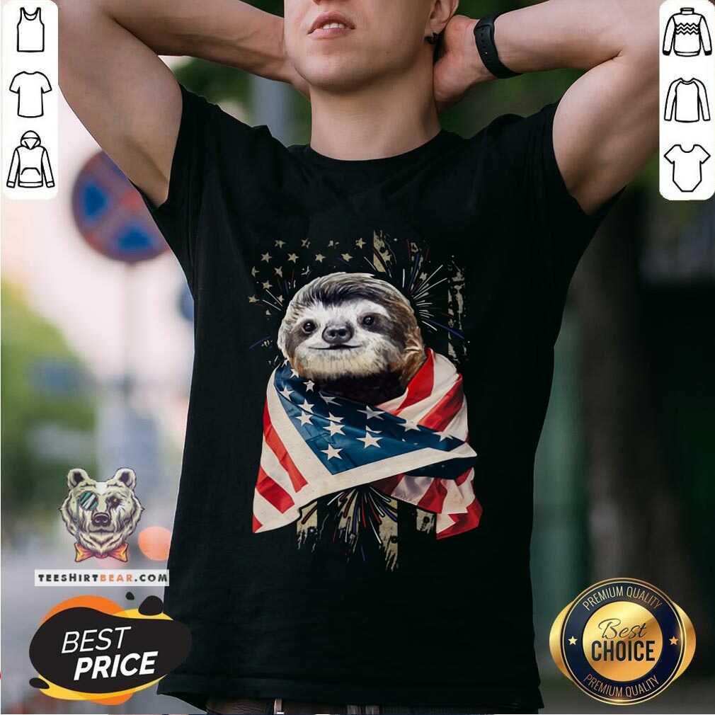 Sloth Cool American Flag Shirt