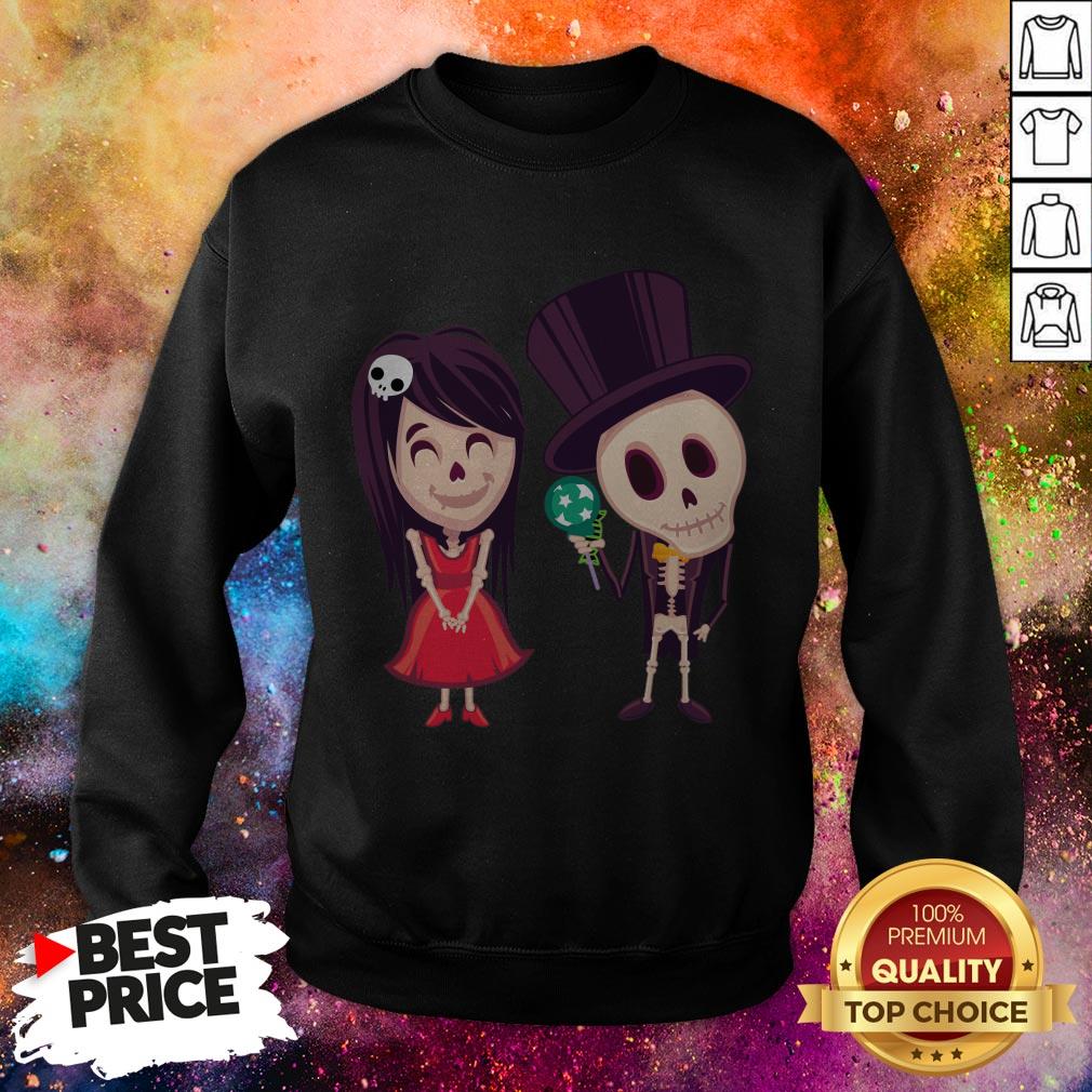Spooky Halloween Day Of The Dead Skeleton Couple Shirt