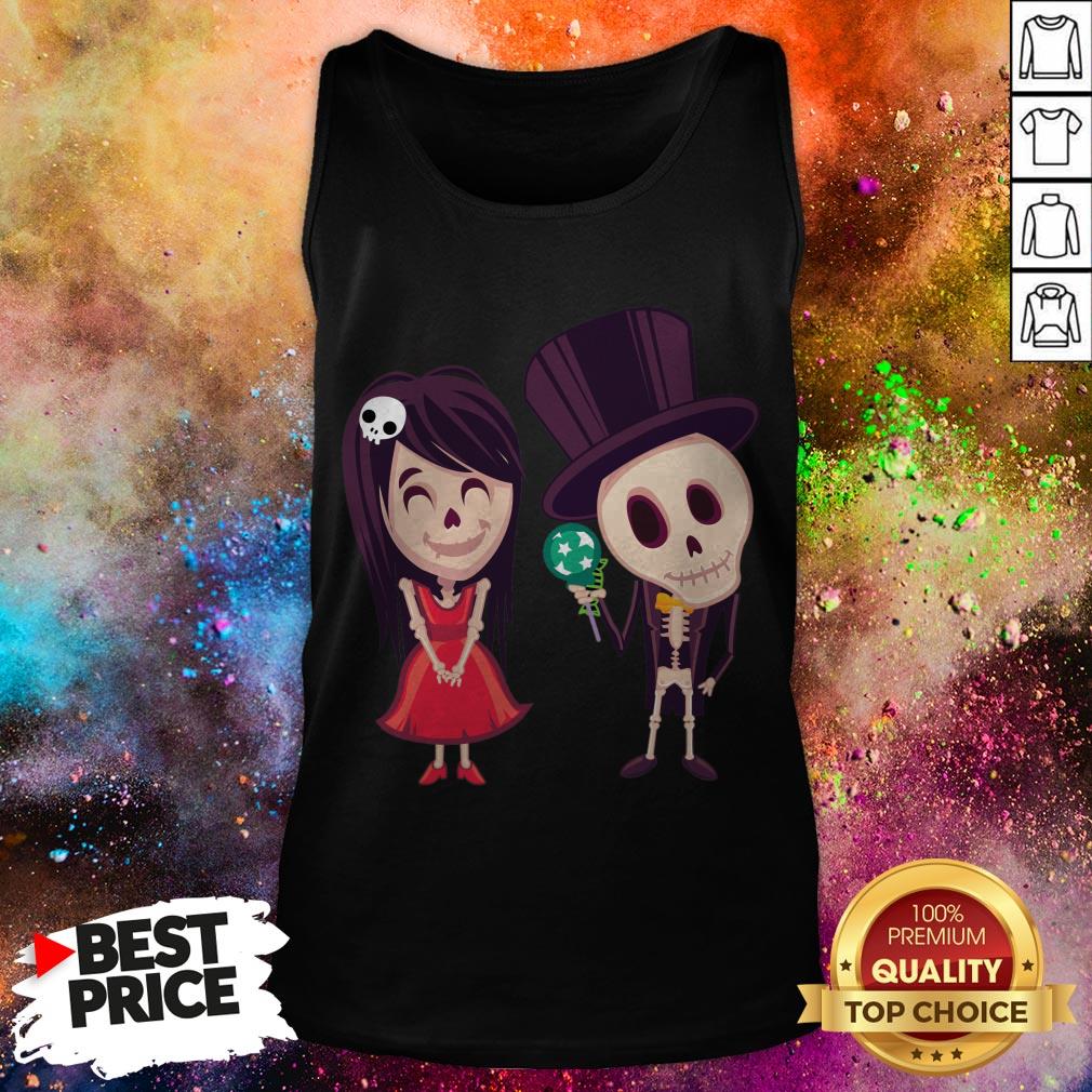 Spooky Halloween Day Of The Dead Skeleton Couple Shirt