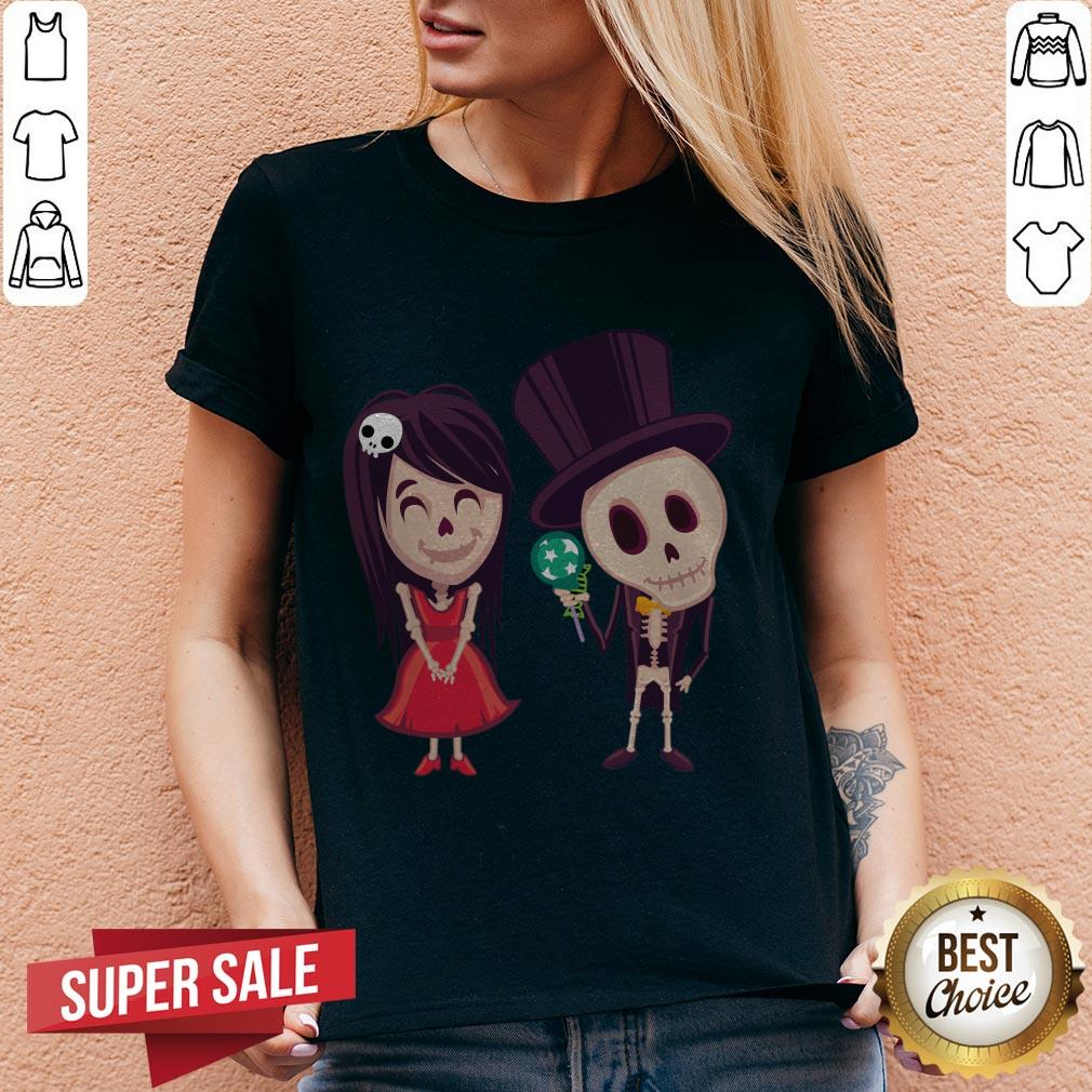 Spooky Halloween Day Of The Dead Skeleton Couple Shirt