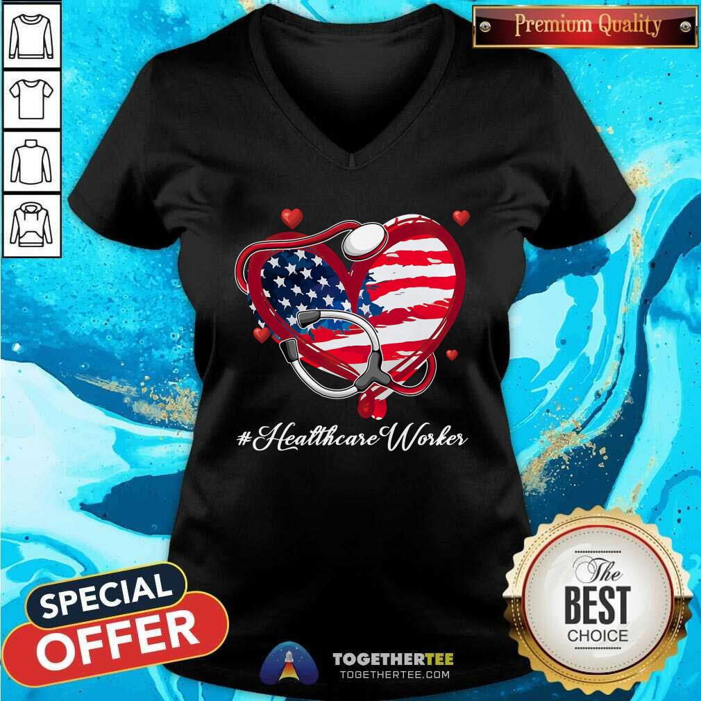 Stethoscope American Flag Heart Healthcare Worker Shirt