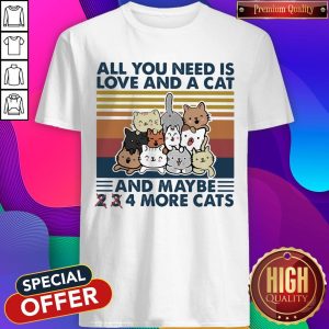 Cute All You Need Is Love And A Cat And Maybe 2 3 4 More Cats Vintage Retro Shirt