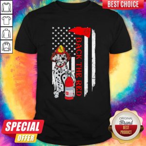 Firefighter Dog Back The Red American Flag Shirt