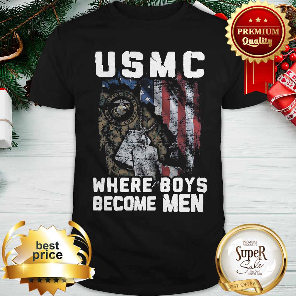 United States Marine Corps Where Boys Become Men American Flag Shirt