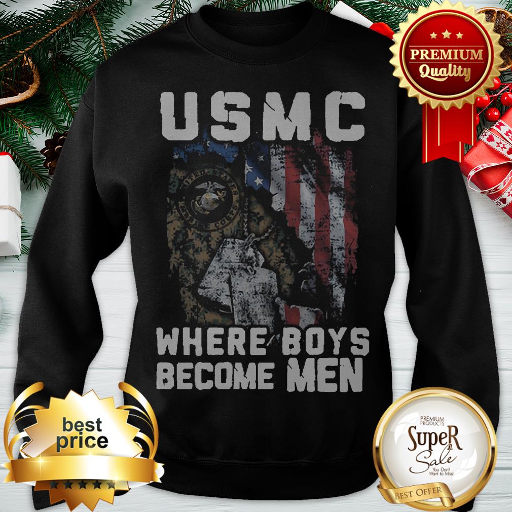 United States Marine Corps Where Boys Become Men American Flag Shirt