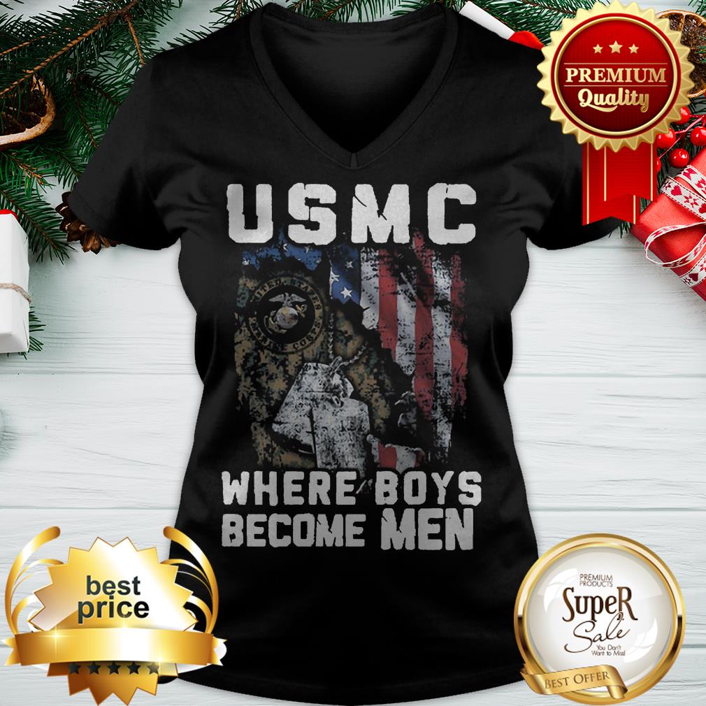 United States Marine Corps Where Boys Become Men American Flag Shirt