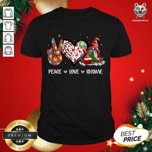 Hot Xmas Red Hat Santa Shirt Peace Love Gnome Christmas Matching Pajamas T-Shirt