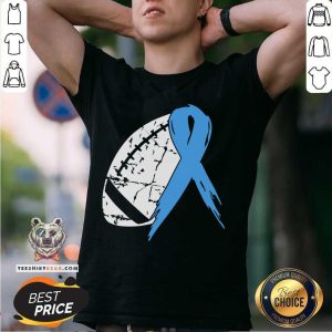 Good Football Tackle Prostate Cancer Awareness Light Blue Ribbon Warrior Support Survivor T-Shirt
