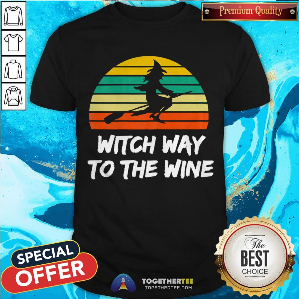 Womens Witch Way To The Wine Funny Witch Halloween Women T-Shirt