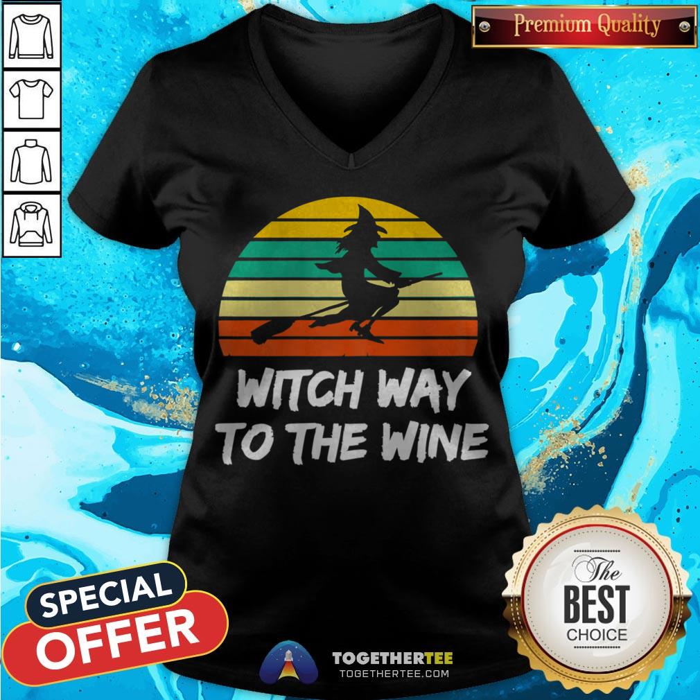 Womens Witch Way To The Wine Funny Witch Halloween Women T-Shirt