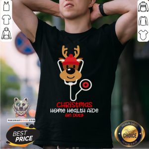 Top Christmas Home Health Aide On Duty Reindeer Nurse Shirt