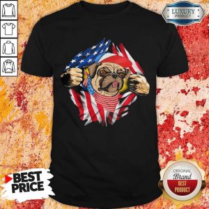 Pug Dog With American Flag 4th Of July Independence Day Shirt