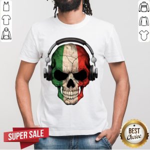Dj Skull With Italian Flag Dia De Los Muertos Day Of The Dead Shirt