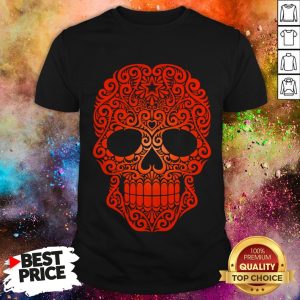 Red Swirling Sugar Skull Day Of The Dead Dia De Los Muertos Shirt