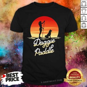 Pretty Girl And Dog Doggie Paddle Sunset Shirt