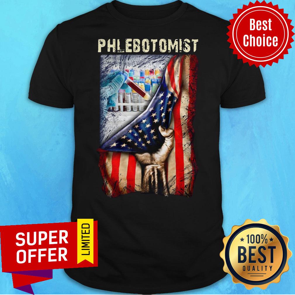Funny American Flag Vaccine Phlebotomist Shirt