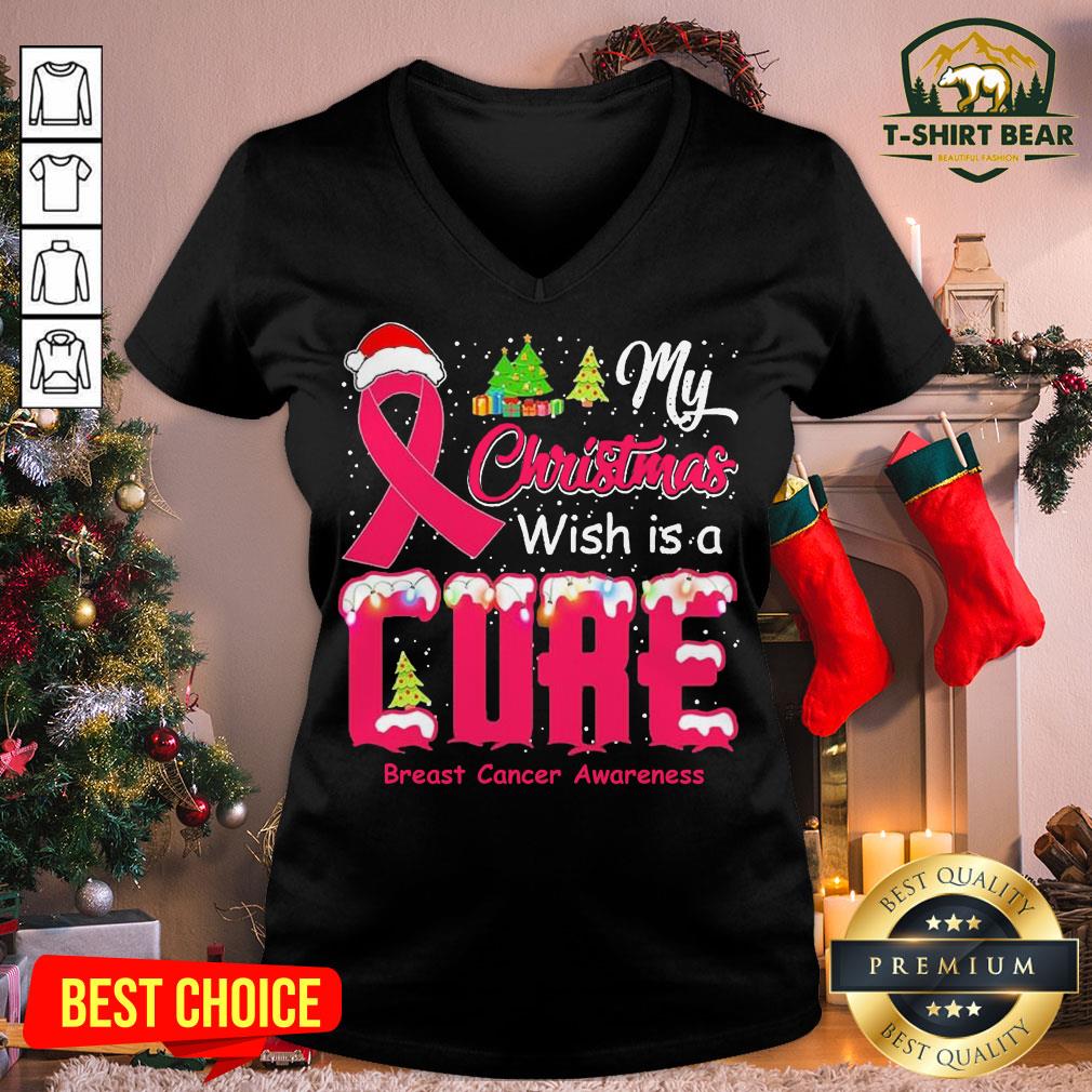 Hot My Christmas Wish Is A Cure Breast Cancer Awareness Shirt