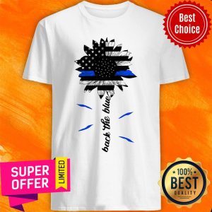 Awesome Black The Blue Sunflower Support Police American Flag Shirt