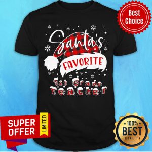 Nice Santa'S Favorite 1st Grade Teacher Christmas Shirt