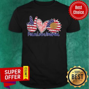 Peace Love America 4th July Patriotic Sunflower Heart Shirt