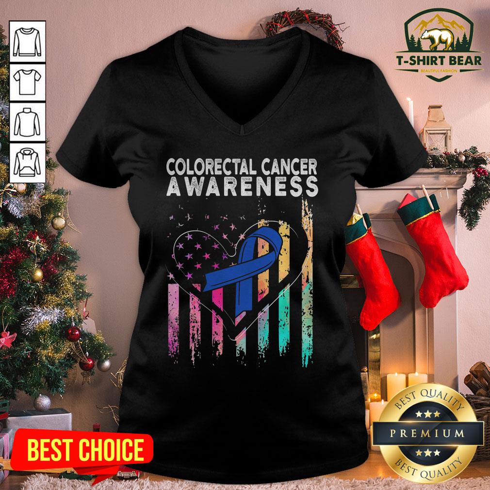 Colorful Colorectal Cancer Awareness American Flag Shirt