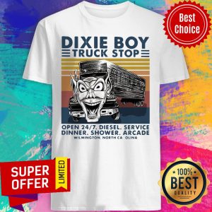 Dixie Boy Truck Stop Open 24'7 Diesel Service Dinner Shower Arcade Vintage Shirt