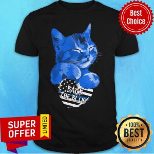 Funny Cat Hug Heart Back The Blue Shirt