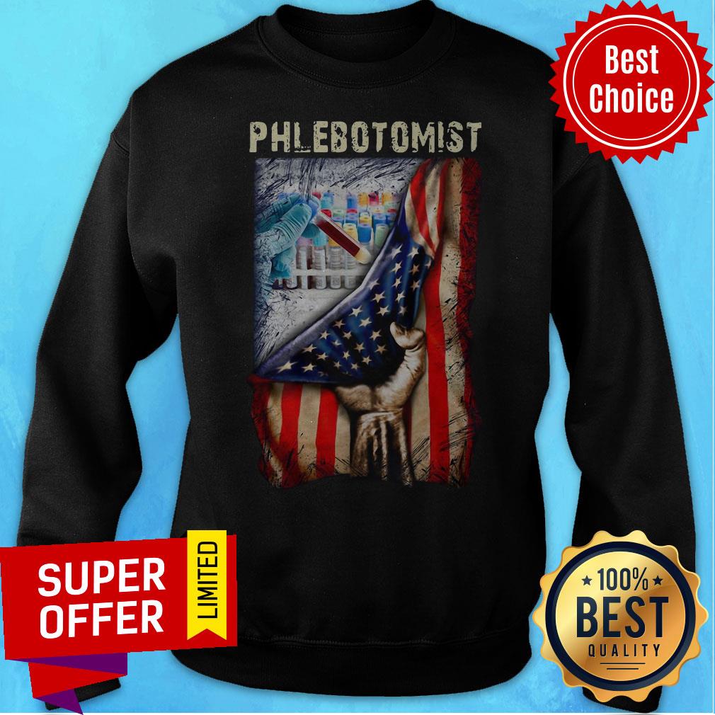 Funny American Flag Vaccine Phlebotomist Shirt