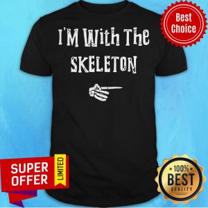 I’m With Skeleton Halloween Costume Funny Couples Matching Shirt